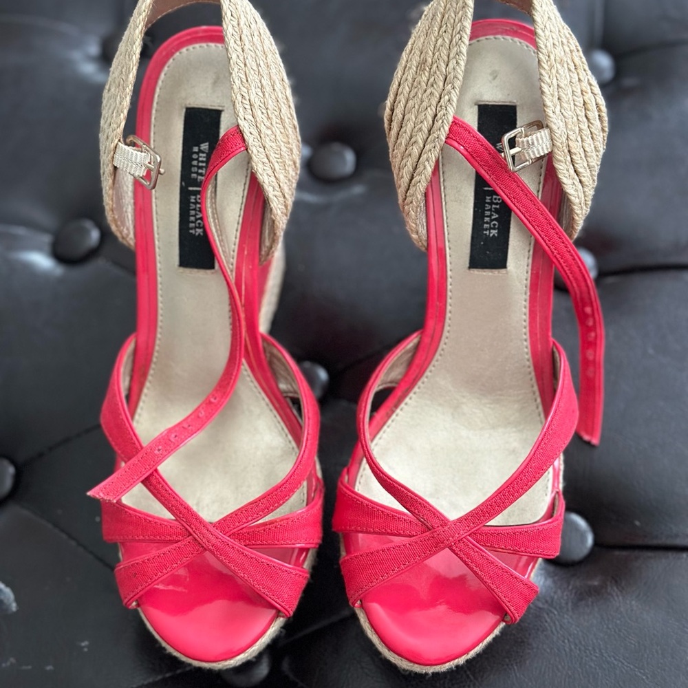 White House Black Market Red Adaira Wedges